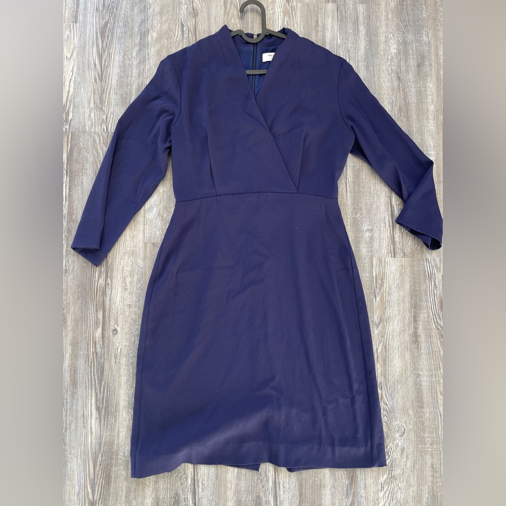 M.M. Lafleur Niko 2.0 3/4 sleeve pencil dress in deep indigo Size 10
